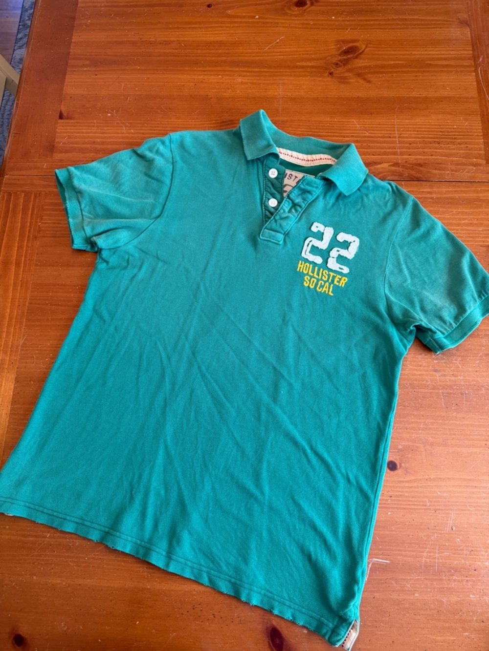 Hollister Green Polo Shirt with '22' Embroidery